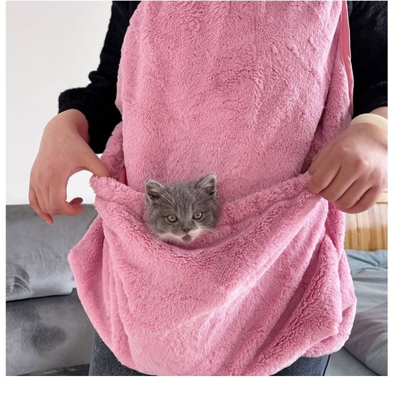 Pet carrier apron. SUPER SOFT. Velcro in back. 
Pink/ purplish plush. - Picture 5 of 5